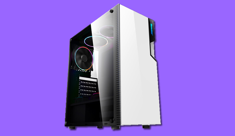 白色高端側(cè)透機(jī)箱，高顏值鋼化玻璃款